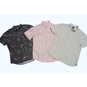 Faherty Marine Layer Vince Mens M Medium 3 Casual Shirts Hawaiian Tropical Plaid